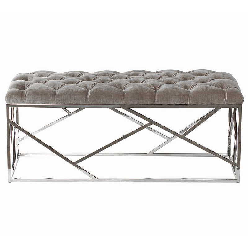 Банкетка Serene Furnishing Chromium Top Бежево-серый Хром Банкетка Serene Furnishing Chromium Top Бежево-серый Хром во Владивостоке | Loft Concept