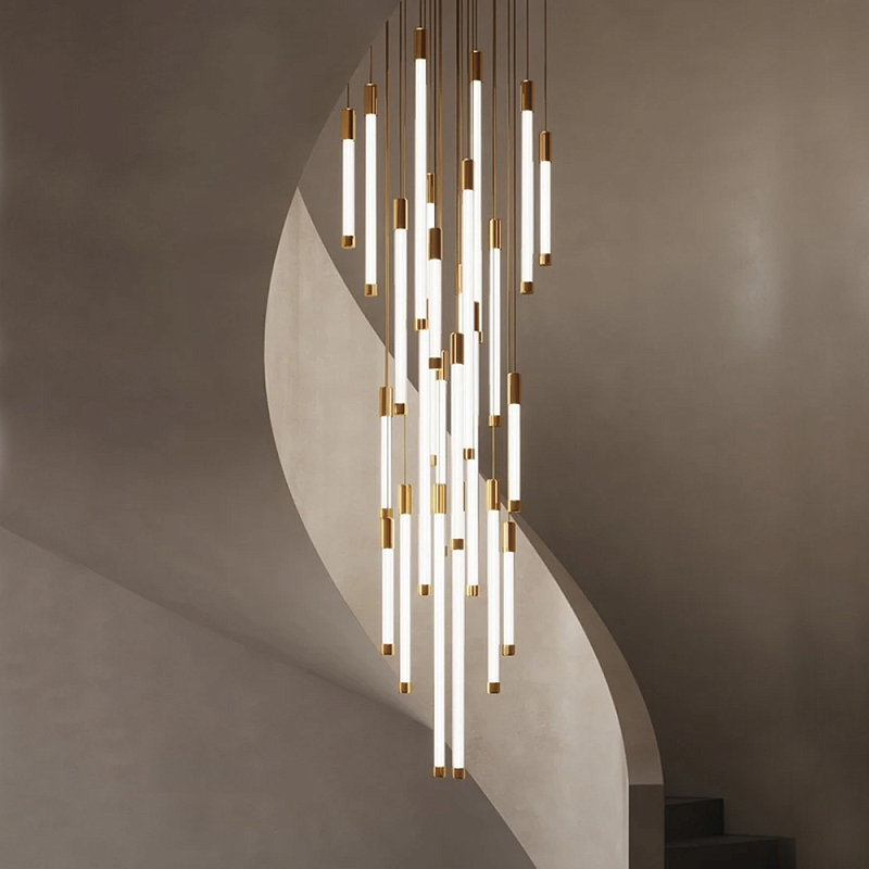 Люстра в современном стиле с 30-ю каскадными светодиодными лампами Golden LED Rain Золотой Белый Люстра в современном стиле с 30-ю каскадными светодиодными лампами Golden LED Rain Золотой Белый во Владивостоке | Loft Concept