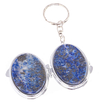 Зеркало брелок карманное двухстороннее из натурального камня Лазурит Stone Mirrors варинант исполнения - 2 | Loft Concept во Владивостоке