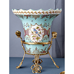 Ваза из голубого фарфора с рисунком птиц и цветов и декоративными элементами Blue Garden варинант исполнения - 7 | Loft Concept во Владивостоке