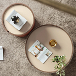 Круглый кофейный стол Baxter Leather Coffee Table варинант исполнения - 3 | Loft Concept во Владивостоке