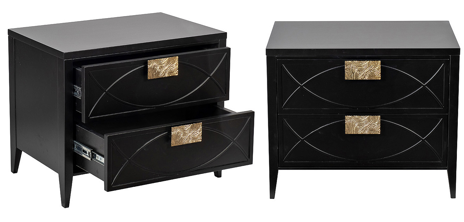 Тумба с 2-мя ящиками Amelie Black Nightstand Черная Тумба с 2-мя ящиками Amelie Black Nightstand Черная - Loft-Concept во Владивостоке