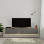 ТВ-тумба подвесная цвета древесины с 4-мя темно-серыми дверцами SPARK TV STAND OAK ANTHRACITE варинант исполнения - 1 | Loft Concept во Владивостоке