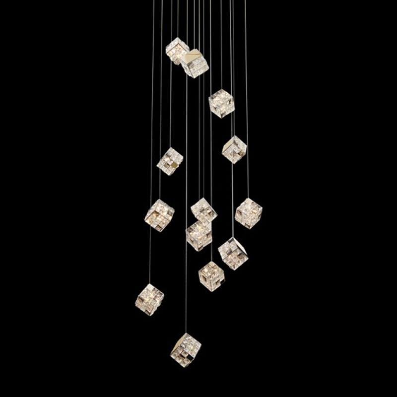 Люстра каскадная с мозаичным хрустальным оформлением Sparks of Crystal Прозрачный Хром Золотой Люстра каскадная с мозаичным хрустальным оформлением Sparks of Crystal Прозрачный Хром Золотой во Владивостоке | Loft Concept