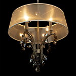 Люстра подвесная круглая с тканевым полупрозрачным абажуром и подвесками 4 лампы Gilded Elegance варинант исполнения - 5 | Loft Concept во Владивостоке