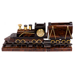 Часы настольные в виде паровоза из натурального камня Обсидиан Train Stone Clock варинант исполнения - 1 | Loft Concept во Владивостоке