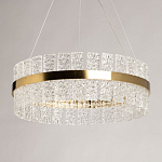 Люстра круглая золотого цвета с прозрачными рельефными стеклянными вставками Textured Glass Chandelier варинант исполнения - 4 | Loft Concept во Владивостоке