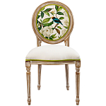 Стул бежевый из натурального бука с изображением птиц и цветов Blooming White Magnolias варинант исполнения - 1 | Loft Concept во Владивостоке