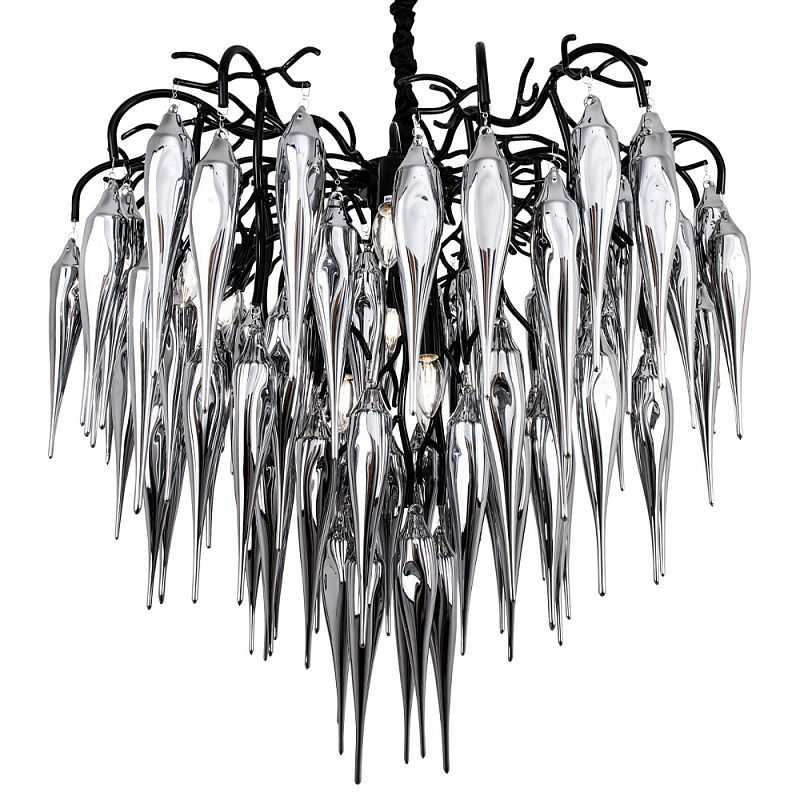 Люстра со стеклянными подвесками дымчатого цвета Ambre Glass Chandelier 80 Черный Серебряный Дымчатый (Smoke) Люстра со стеклянными подвесками дымчатого цвета Ambre Glass Chandelier 80 Черный Серебряный Дымчатый (Smoke) во Владивостоке | Loft Concept