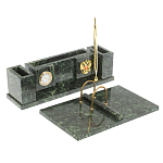 Настольный письменный набор из змеевика с подставкой под календарь и часами Successful Leader варинант исполнения - 2 | Loft Concept во Владивостоке