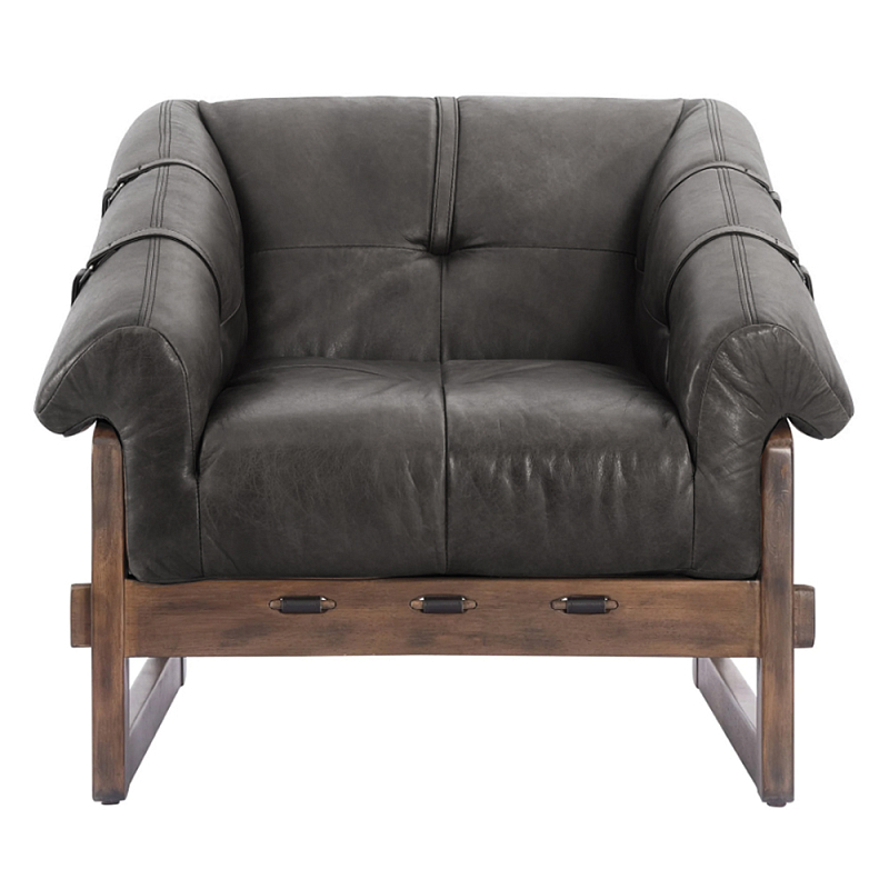 Кресло Duncan винтажная черная кожа Черный Коричневый во Владивостоке | Loft Concept 