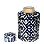 Ваза с крышкой и графическим узором в сине-белых цветах Blue & White Ornament  варинант исполнения - 1 | Loft Concept во Владивостоке
