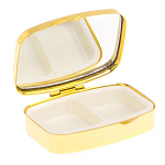 Таблетница карманная прямоугольная с 2-мя отделениями с зеркалом и накладкой из натурального камня Лазурит Gold Stone Pillboxes варинант исполнения - 3 | Loft Concept во Владивостоке