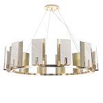 Люстра подвесная круглая с прямоугольными мраморными и золотистыми панелями на металлическом каркасе Диаметр 118 см Marble square Chandelier варинант исполнения - 1 | Loft Concept во Владивостоке