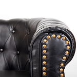 Кресло кожаное с мягкими подлокотниками на 4-х деревянных ножках Logan Leather Armchair black варинант исполнения - 4 | Loft Concept во Владивостоке