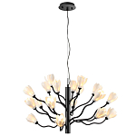 Люстра подвесная черного цвета с ветвями и белыми фарфоровыми цветами Floralis варинант исполнения - 8 | Loft Concept во Владивостоке