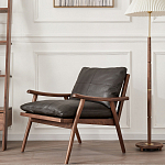 Кресло c каркасом из массива дерева и мягкой кожаной обивкой Walnut Armchair варинант исполнения - 11 | Loft Concept во Владивостоке