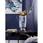 Ваза с бронзовыми ручками и синим цветочным узором Blue & White Ornament варинант исполнения - 5 | Loft Concept во Владивостоке