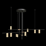 Люстра с 9-ю цилиндрическими плафонами цвета латунь TRIBES CHANDELIER варинант исполнения - 1 | Loft Concept во Владивостоке