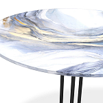 Стол журнальный с круглой бело-голубой столешницей из стекла White and Blue Marble варинант исполнения - 3 | Loft Concept во Владивостоке