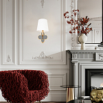 Бра с белым текстильным абажуром и фигурным основанием с зеркальной вставкой Vitorino варинант исполнения - 7 | Loft Concept во Владивостоке