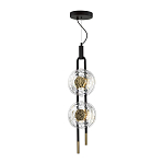 Подвесной светильник с 2-мя прозрачными стеклянными плафонами и золотистыми центральными вставками Virelia  варинант исполнения - 5 | Loft Concept во Владивостоке