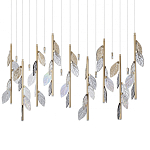 Люстра с золотистыми трубками и прозрачными стеклянными листьями на подвесах Sylva  варинант исполнения - 1 | Loft Concept во Владивостоке