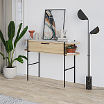 Консоль напольная деревянная с выдвижным ящиком и 2-мя полками со столешницей цвета белый мрамор OTIS CONSOLE OAK варинант исполнения - 3 | Loft Concept во Владивостоке