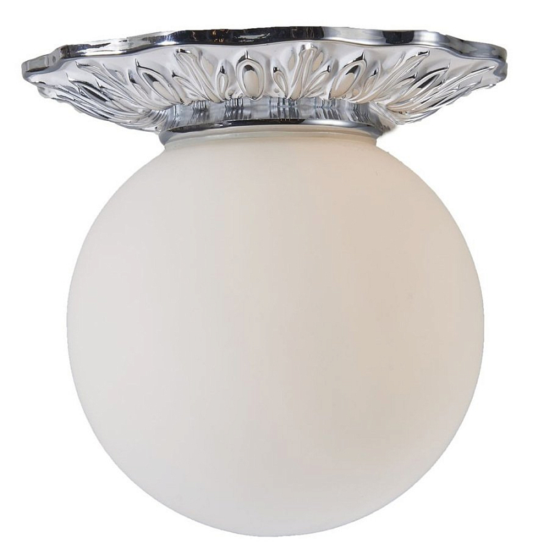 Потолочный светильник Globus Lamp Silver Серебряный Молочный Потолочный светильник Globus Lamp Silver Серебряный Молочный во Владивостоке | Loft Concept