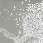 Обои ручная роспись в стиле Арт-деко Whistler Peacocks Special Colourway on Pale Grey dyed silk варинант исполнения - 2 | Loft Concept во Владивостоке