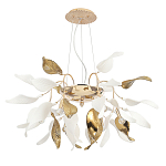 Люстра подвесная с белыми матовыми и золотыми глянцевыми листьями Wintery flovers варинант исполнения - 1 | Loft Concept во Владивостоке