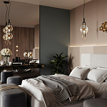 Подвесной светильник с 2-мя прозрачными стеклянными плафонами и золотистыми центральными вставками Virelia  варинант исполнения - 3 | Loft Concept во Владивостоке