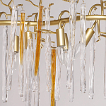 Люстра линейная золотого цвета с декоративными ветвями и длинными стеклянными подвесками в форме сосулек Droplet Chandelier варинант исполнения - 3 | Loft Concept во Владивостоке