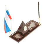 Настольный письменный набор с часами в виде пирамиды из природного камня обсидиана Pyramid of Time варинант исполнения - 2 | Loft Concept во Владивостоке