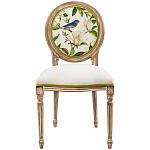 Стул бежевый из натурального бука с изображением птиц и цветов Blooming Blue Birds варинант исполнения - 1 | Loft Concept во Владивостоке