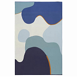 Плед из хлопка синего цвета с абстрактным принтом Elysian Flow Ocean варинант исполнения - 1 | Loft Concept во Владивостоке