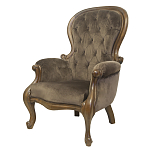 Кресло с мягкой обивкой из коричневого велюра на 4-х деревянных ножках Evelyn Classical Armchair варинант исполнения - 3 | Loft Concept во Владивостоке