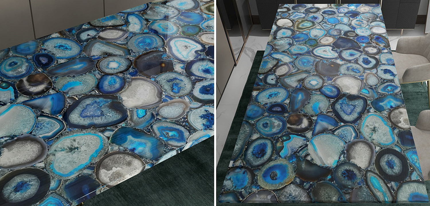 Обеденный стол Agate Design Blue Dining Table Обеденный стол Agate Design Blue Dining Table - Loft-Concept во Владивостоке