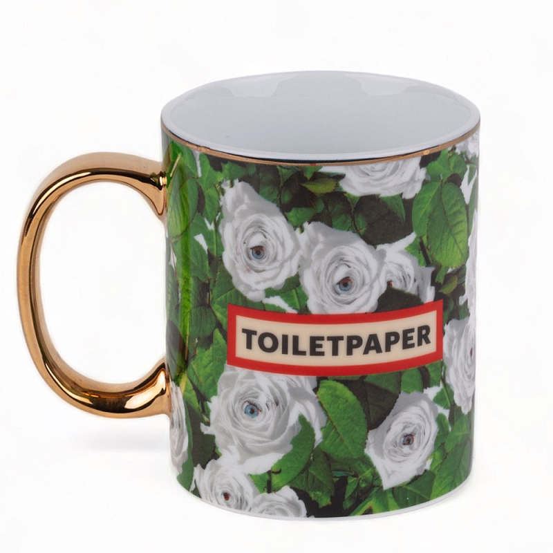 Кружка Seletti Roses Белый Золотой Зеленый во Владивостоке | Loft Concept 