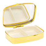 Таблетница карманная прямоугольная с 2-мя отделениями с зеркалом и накладкой из натурального камня Авантюрин Gold Stone Pillboxes варинант исполнения - 3 | Loft Concept во Владивостоке