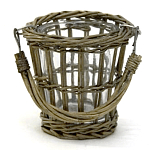 Кашпо стеклянное в плетёной корзине Timber варинант исполнения - 2 | Loft Concept во Владивостоке