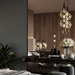 Настольная лампа черного цвета с круглым прозрачным стеклянным плафоном Virelia  варинант исполнения - 2 | Loft Concept во Владивостоке