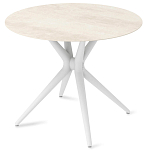 Стол обеденный с круглой столешницей из керамики на четырех белых ножках Sand Ceramics варинант исполнения - 2 | Loft Concept во Владивостоке