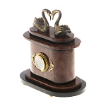 Часы настольные из натурального камня с декором в виде двух лебедей Swans Stone Clock варинант исполнения - 6 | Loft Concept во Владивостоке