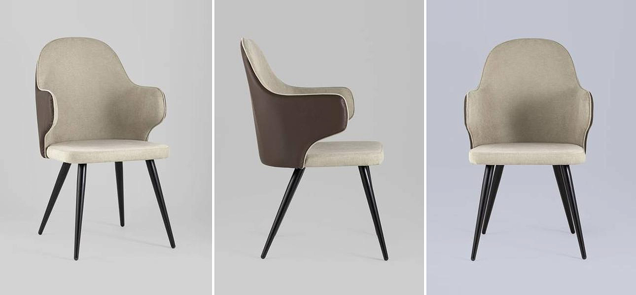 Стул Miruna Fabric and Leather Chair с Подлокотником Стул Miruna Fabric and Leather Chair с Подлокотником - Loft-Concept во Владивостоке