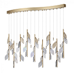 Люстра с золотистыми трубками и прозрачными стеклянными листьями на подвесах Sylva  варинант исполнения - 2 | Loft Concept во Владивостоке