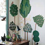 Обои ручная роспись Mughal Trees Original colourway on linen варинант исполнения - 1 | Loft Concept во Владивостоке