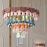 Люстра круглая с декором из разноцветных элементов в виде листьев Changing Seasons варинант исполнения - 11 | Loft Concept во Владивостоке