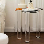 Дизайнерский журнальный стол с фигурной столешницей на 3-х прозрачных ножках Rahakif варинант исполнения - 2 | Loft Concept во Владивостоке