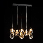 Люстра с 3-мя плафонами волнообразной формы цвета янтарь и 2-мя прозрачными шарообразными плафонами Lucid Rain  варинант исполнения - 3 | Loft Concept во Владивостоке